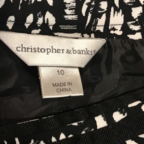 Christopher & Banks Black & White Abstract Print Full Midi Skirt. Sz 10. - Picture 5 of 8